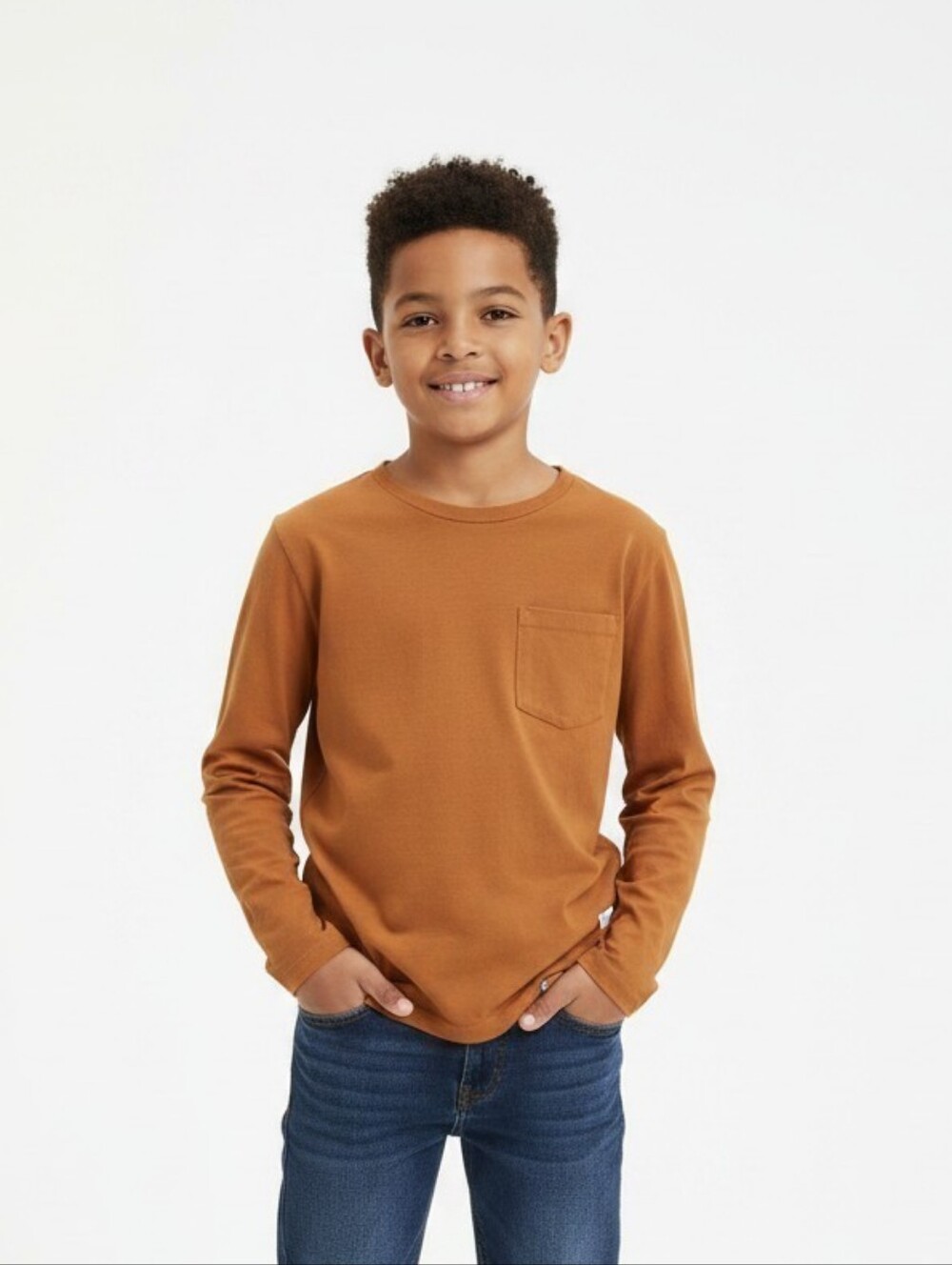 GAP Long-Sleeve Pocket Tee in Burnt Orange